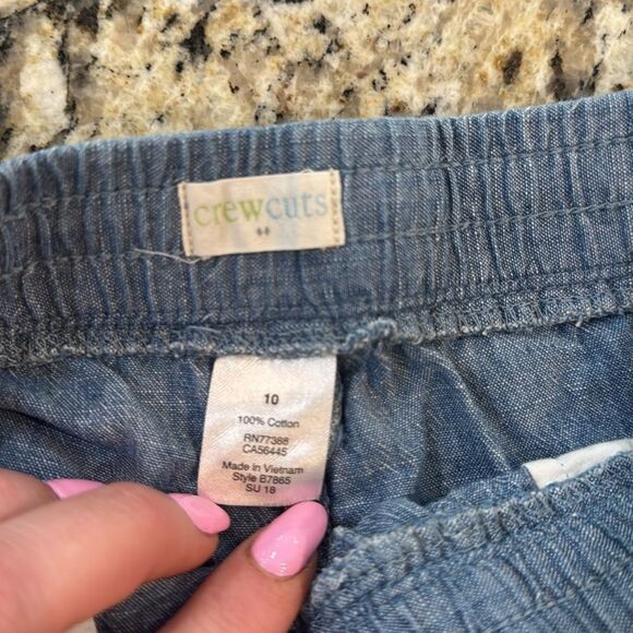 Crewcuts Blue Jean chambray Shorts Elastic Waist kids size 10 - Picture 3 of 6